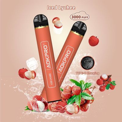 Cig helado de Vape Pen Disposable E del soplo del lichi 3000 ninguna nicotina 1.2Ohm